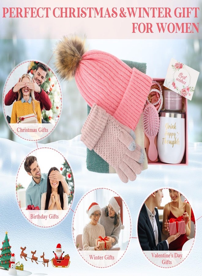 Afarnook 11 Pcs Christmas Birthday Gift for Women Happy Birthday Box for Female Friends Winter Gift Set 12oz Tumbler Basket(Pink) - Image 5